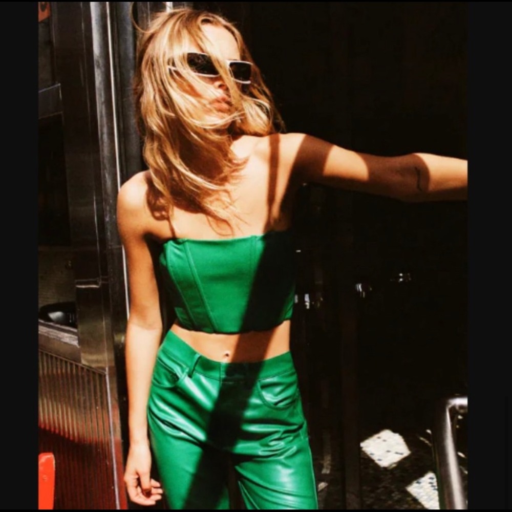 Zara blogger fav Green Faux Leather Corset